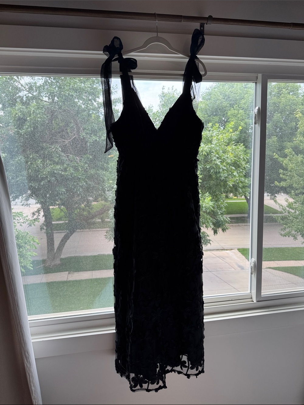 Hello Molly Black Maxi Tie-Shoulder V-Neck Dress